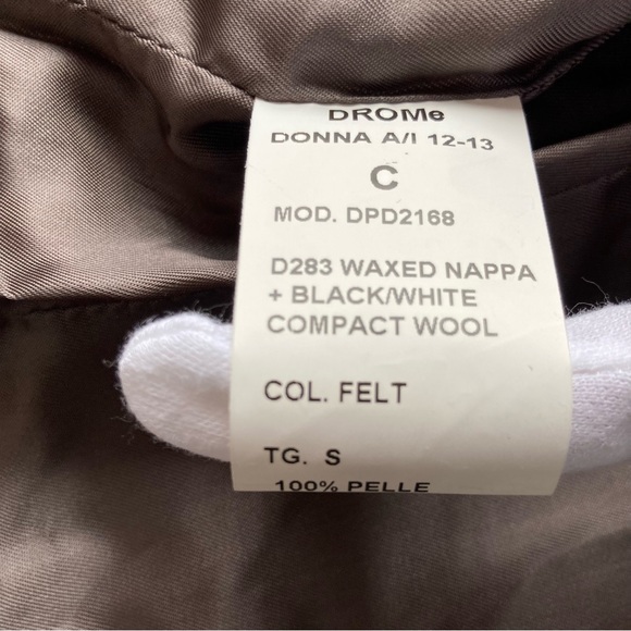 DROMe | Leather Blazer Jacket / Wool Contrast / Col Taupe-Felt / Sz Small / NWT! - Picture 12 of 12